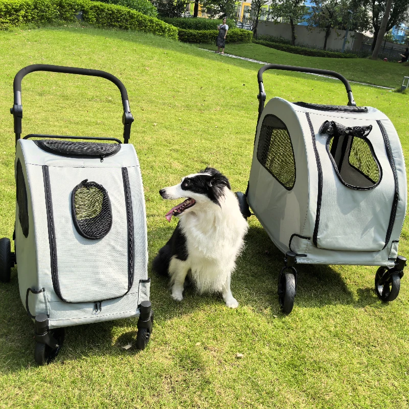 

Регулируемая водонепроницаемая коляска для маленьких животных на 4 колесах, очень большая коляска для собак, складывание в один клик, удобная