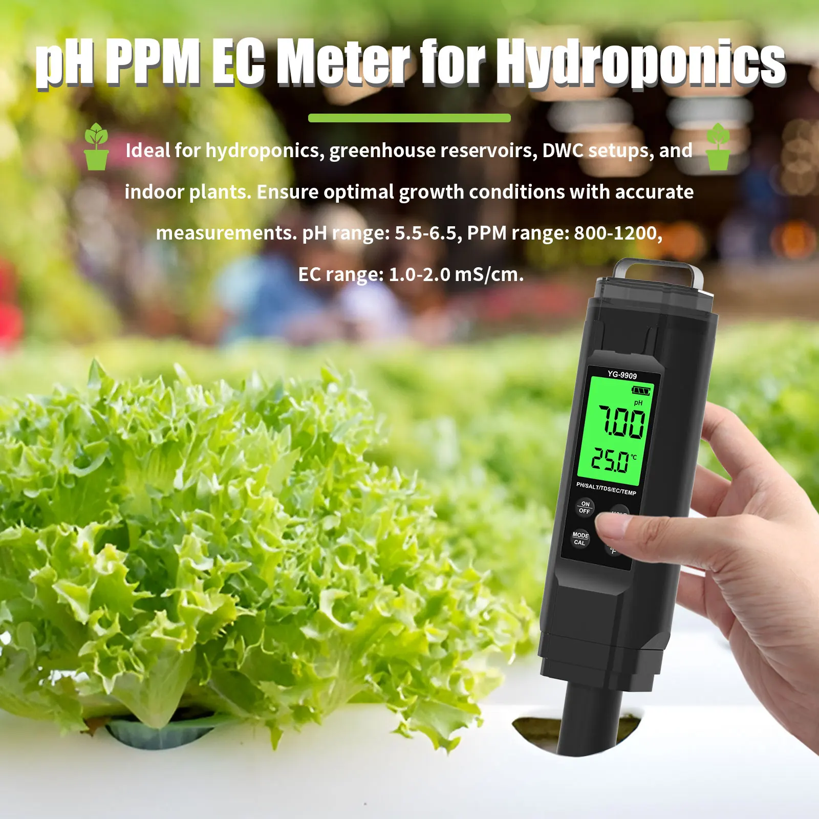 5 in 1 Salinity TDS EC ppm PH Meter 0.01 Resolution High Accuracy Salt Water Quality Tester for Aquariums Hydroponic Aquaculture