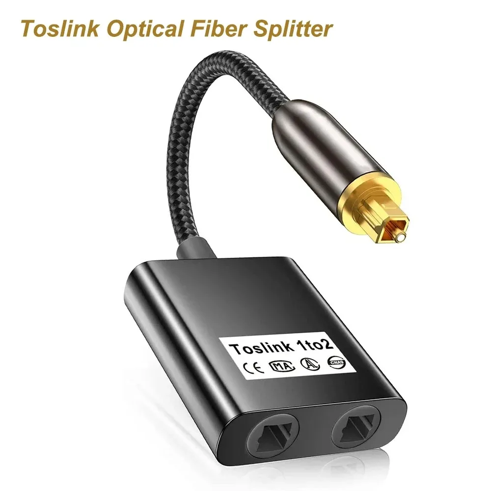 1 In 2 Out SPDIF Optical Splitter 1 Male to 2 Female Toslink Fiber Audio Adapter Digital Optical Fiber Distributor for HDTV DVD