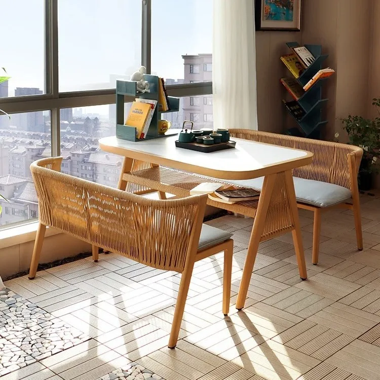 Outdoor balcony table and chair courtyard open-air tea table and chair combination card seat dining table commercial negotiation
