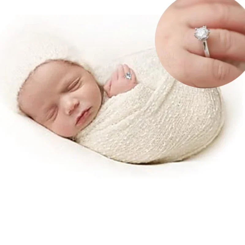 

Baby Photo Shoot Rings - Angelic White Sparkling Crystal Rings for Newborns Photography & Memory Keepsakes (Easy to Wear
