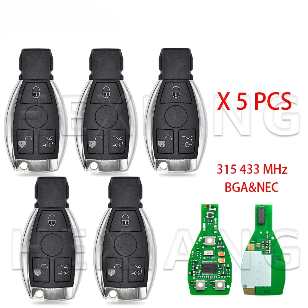 

5PCS/LOT Car RemoteKey For Mercedes Benz W203 W204 W205 W210 W211 W212 W221 W222 A B C E S Class BGA&NEC 315MHz 433MHz