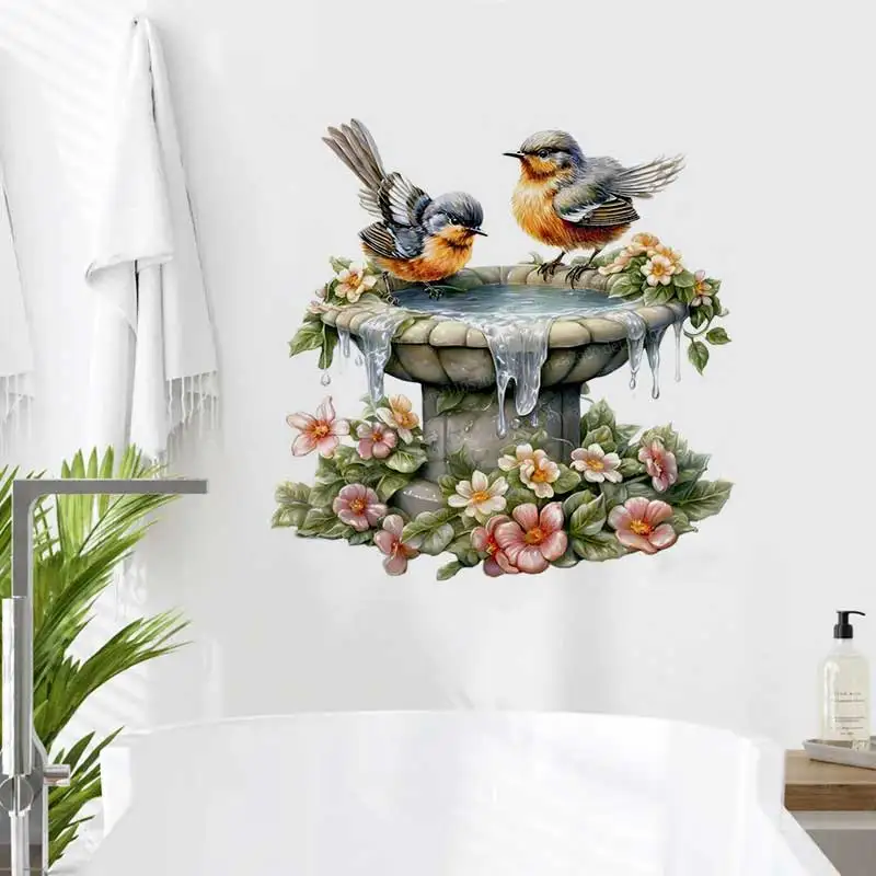 Pool Bird Flower Cluster Healing Stickers Premium Quality for Bedroom Living Room Wall Bathroom Room Decor AA222