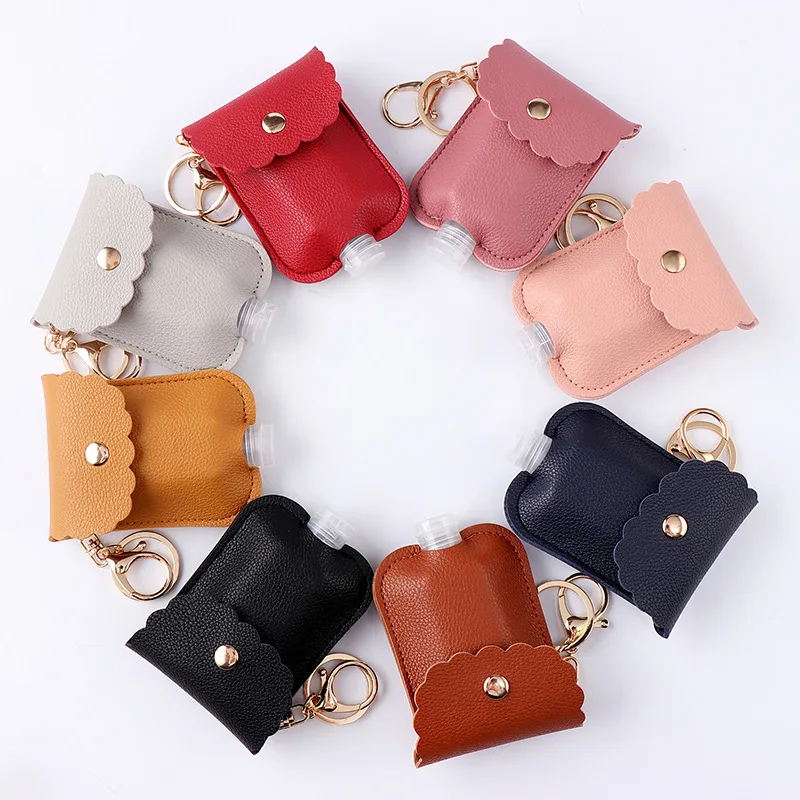 Leather Proof Pu Portable Hand Sanitizer Bottle Sub Bottle Leather Case Perfume Bottle Key Chain Small Bag Pendant Decoration