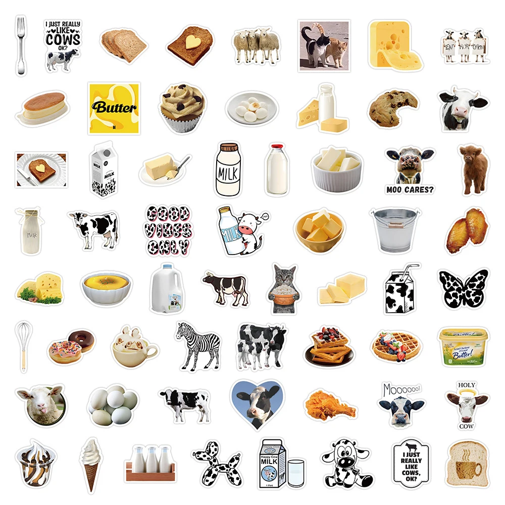 10/30/60/120PCS Mix Cute Food Stickers INS Style Milk Biscuit Decals DIY Fridge Phone Suitcase Laptop Notebook Car Wall Sticker