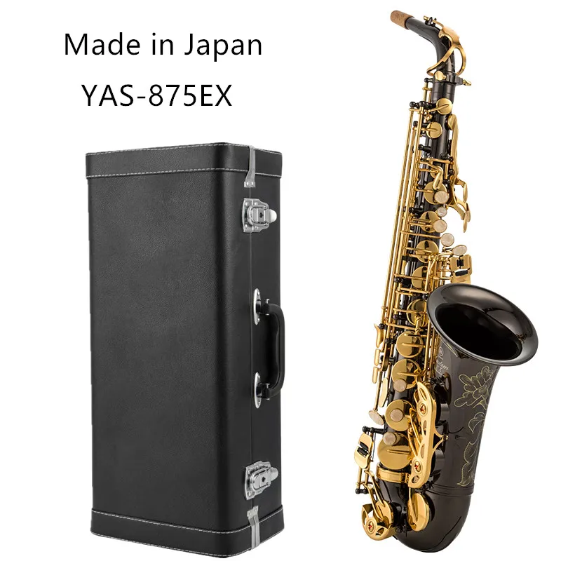Japanese Alto Saxophone, Eb Key, Model 875 Black Gold Version, Hand Engraved, Comes with Carrying Accessories