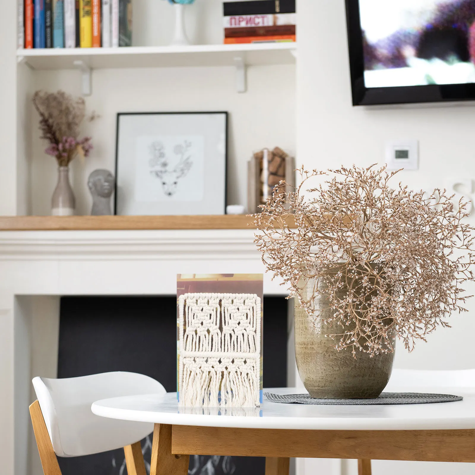 

Bohemian Style Bookend Hand-Woven Cotton Rope Creative Desktop Book Holder Book Organizer Office File Support Novelty Bookend