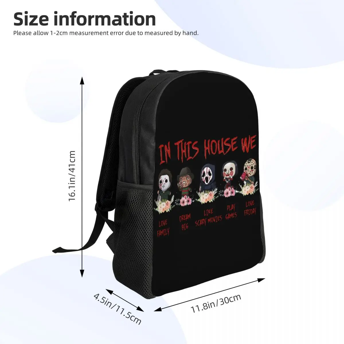 Halloween Horrorfilm Charakter Reise rucksack Männer Frauen Schule Computer Bücher tasche College Student Daypack Taschen