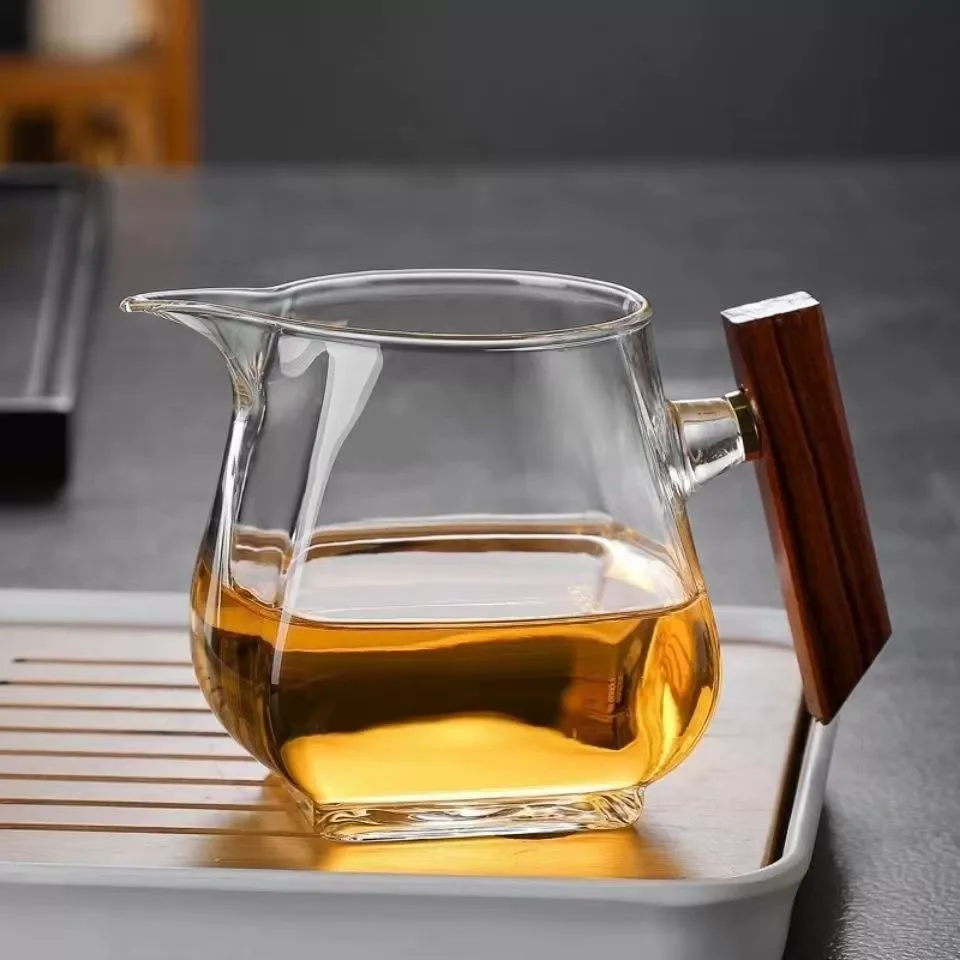 Wooden Handle Glass Fair Cup Kung Fu Tea Set Accessories Thickened Creative Side Inverted