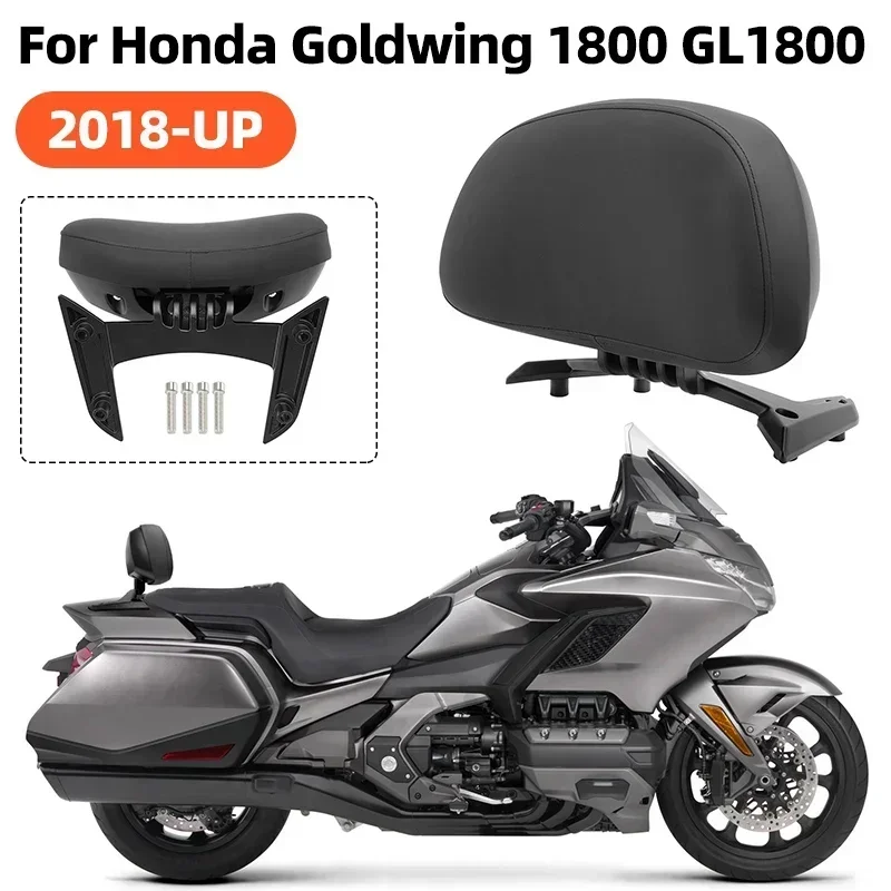 Motorcycle Accessories Black Rear Passenger Backrest Pad PU Leather Fit For Honda Gold Wing 1800 GL1800 2018-2024 2023 2022 2021