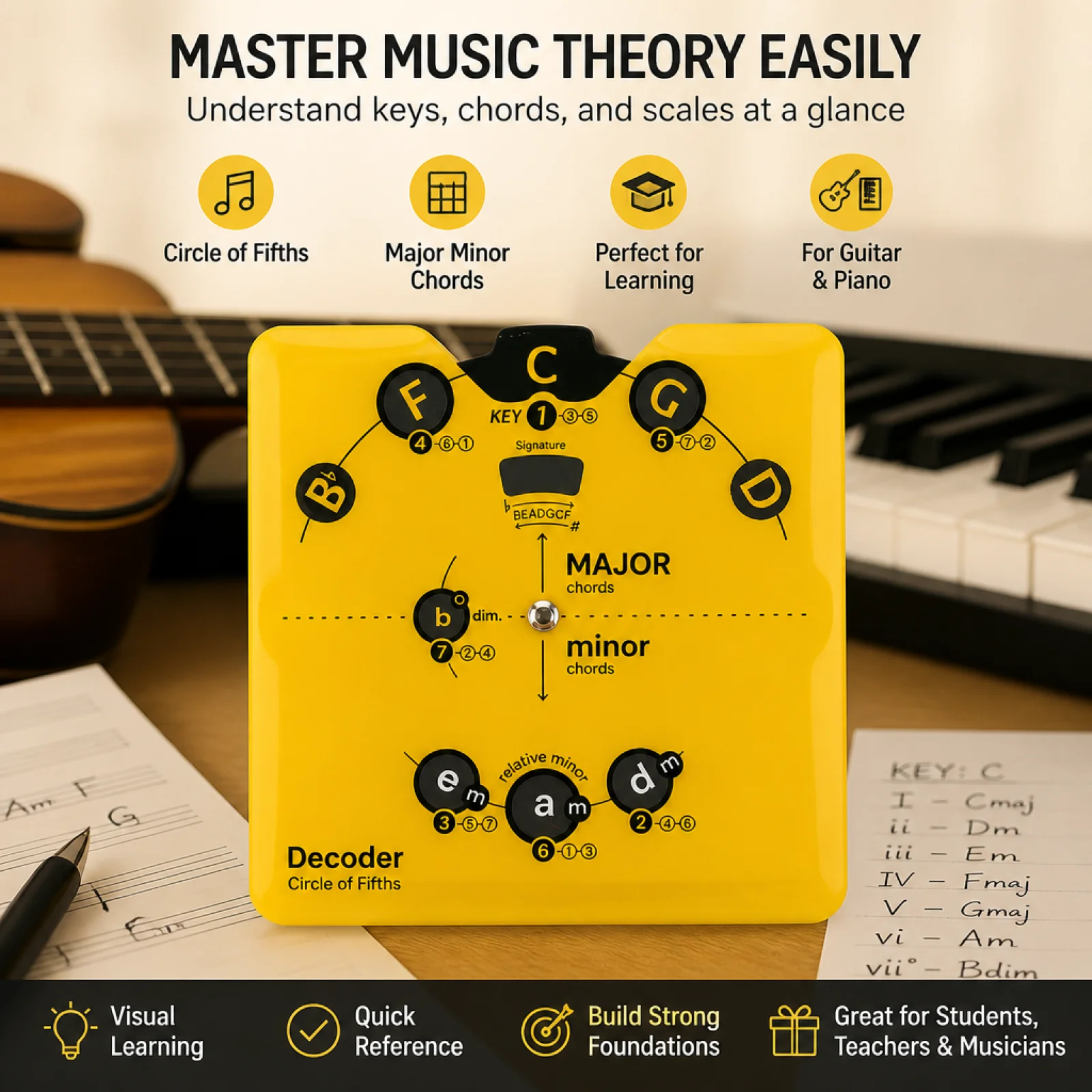 Music Music Principles Reference Wheel Wheel PP Circle of Fifths Wheel Chartreuse Music Music Principles Reference Wheel for Tab