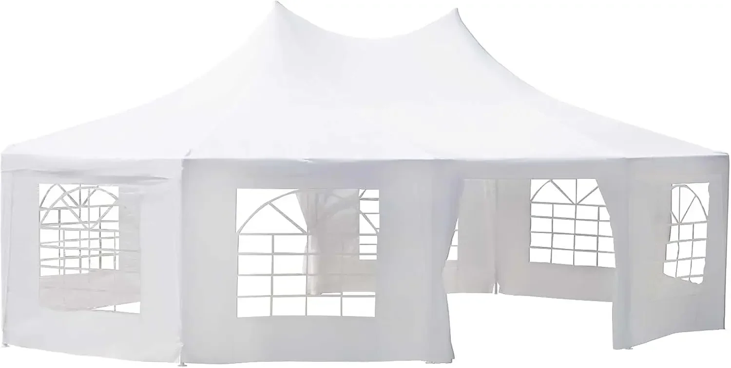 Tente de fête avec murs latéraux, tente de mariage avec 2 portes et 8 fenêtres, tente de belvédère extérieure, tente rigourrapide, 29x21 pieds