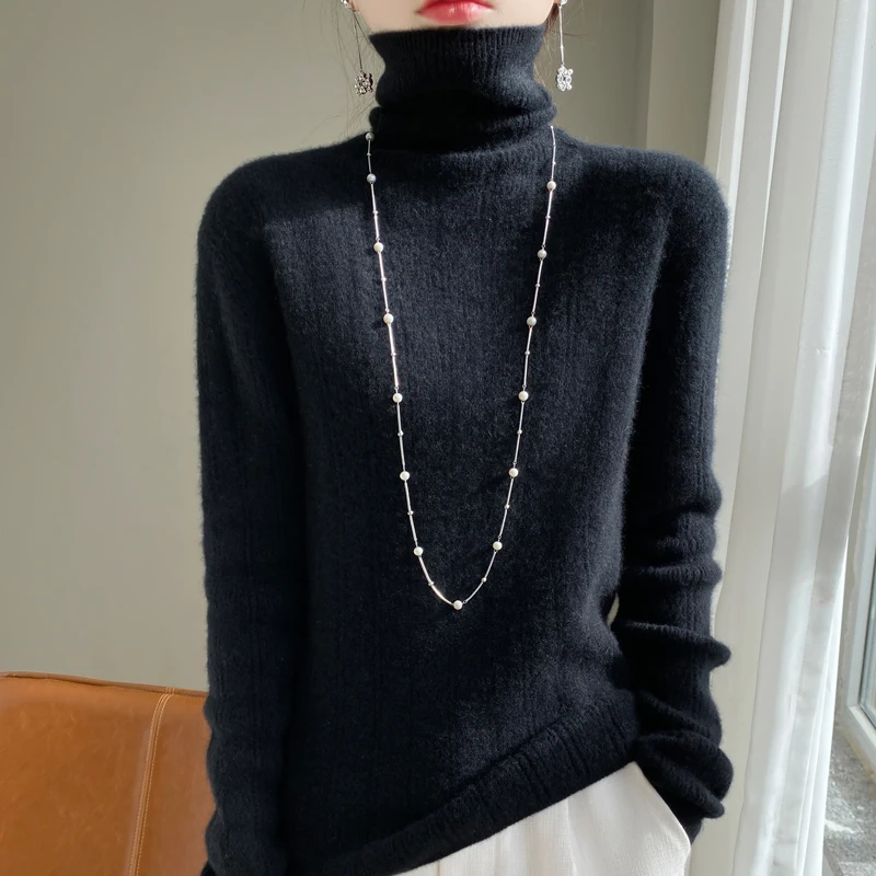 2024 Autumn and Winter New Cashmere Sweater Women turtleneck  Pullover Long Sleeve  Knitted Sweater Warm High Quality Jumper