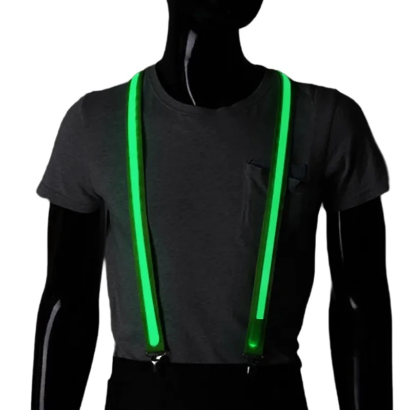 Glowing Harness Strap Cosplay Party Night Club Male Suspenders Belt Electric Harness Strap Fashionable LED Back Support