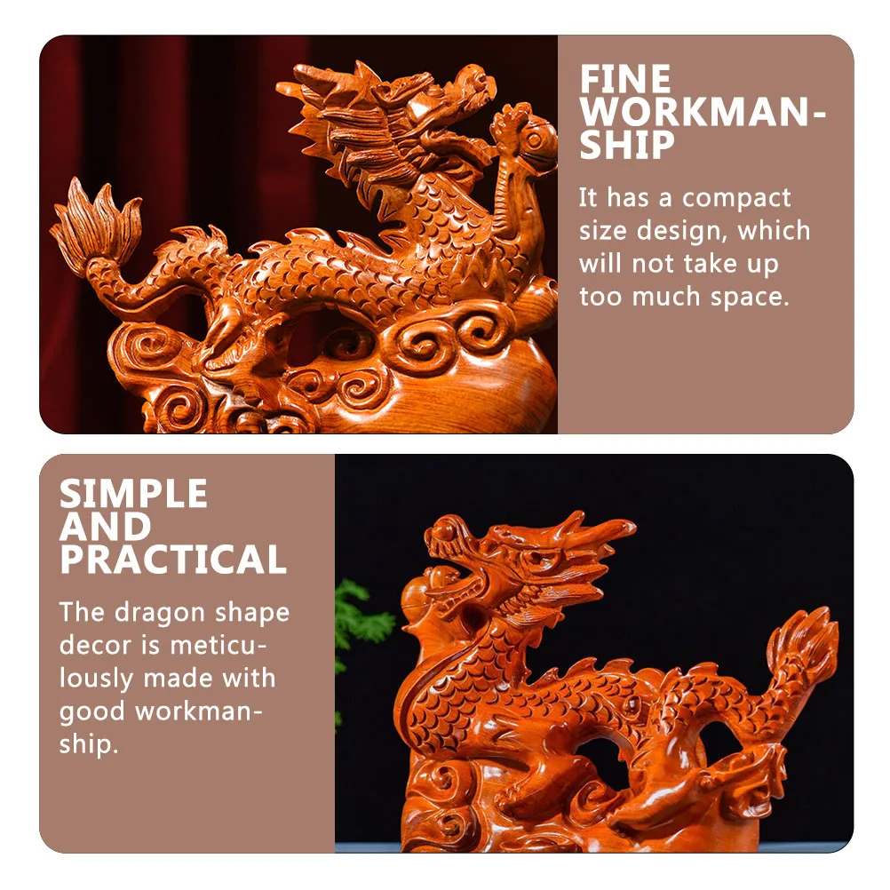 

Wood Carving Dragon Totem Ornament Office Decorations Wooden Ornaments Chinese Statue