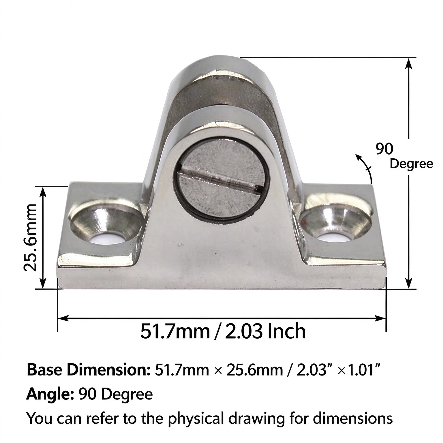 1Pcs 2x1 Inch AISI 316 Stainless Steel Deck Hinge 90 Degree Bimini Top Mount Boat Marine Hardware Fitting