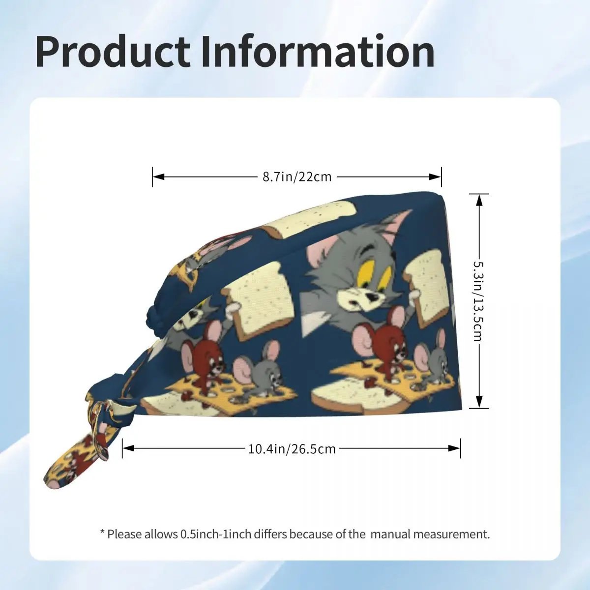 مخصص قابل للتعديل توم القط والفأر جيري قبعة العمل الرجال النساء الخبز الجراحية قبعة فرك التمريض طبيب الجراح قبعة للشيف