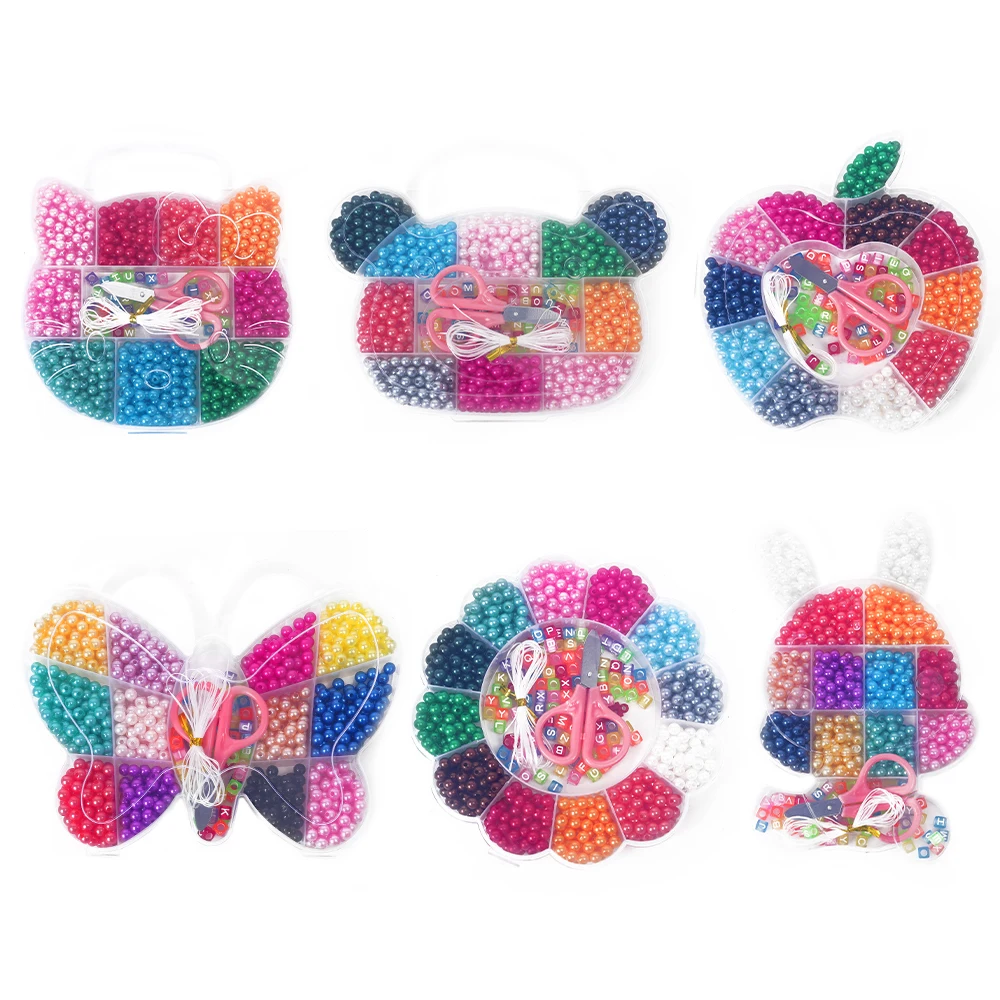 DIY Kids Bead Kit, 800 Colorful Beads Craft Set, Fun Cartoon