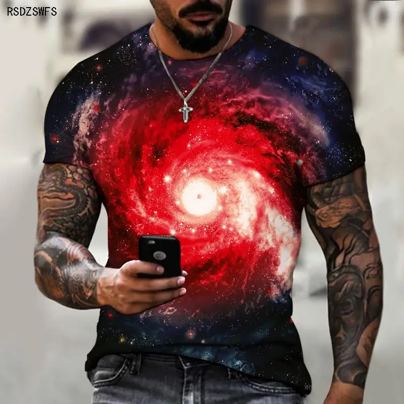 Spring and Summer Starry Sky 3D Printing T-shirt Men\'s Summer Casual T-shirt Men\'s Fun Streetwear Men\'s and Women\'s T-shirts