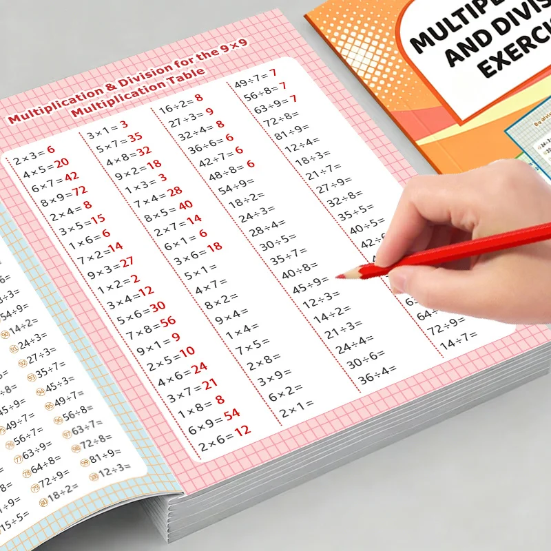 32 Pages Multiplication and Division Exercises Workbook for Primary Students, Basic Arithmetic Math Drills Activity Book