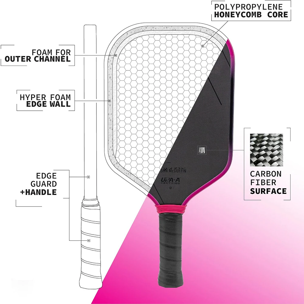 Tyson McGuffin Magnus 3S GEN3 Propulsion EVA Foam Core 16mm T700 Surowe włókno węglowe Pickleball Paddle