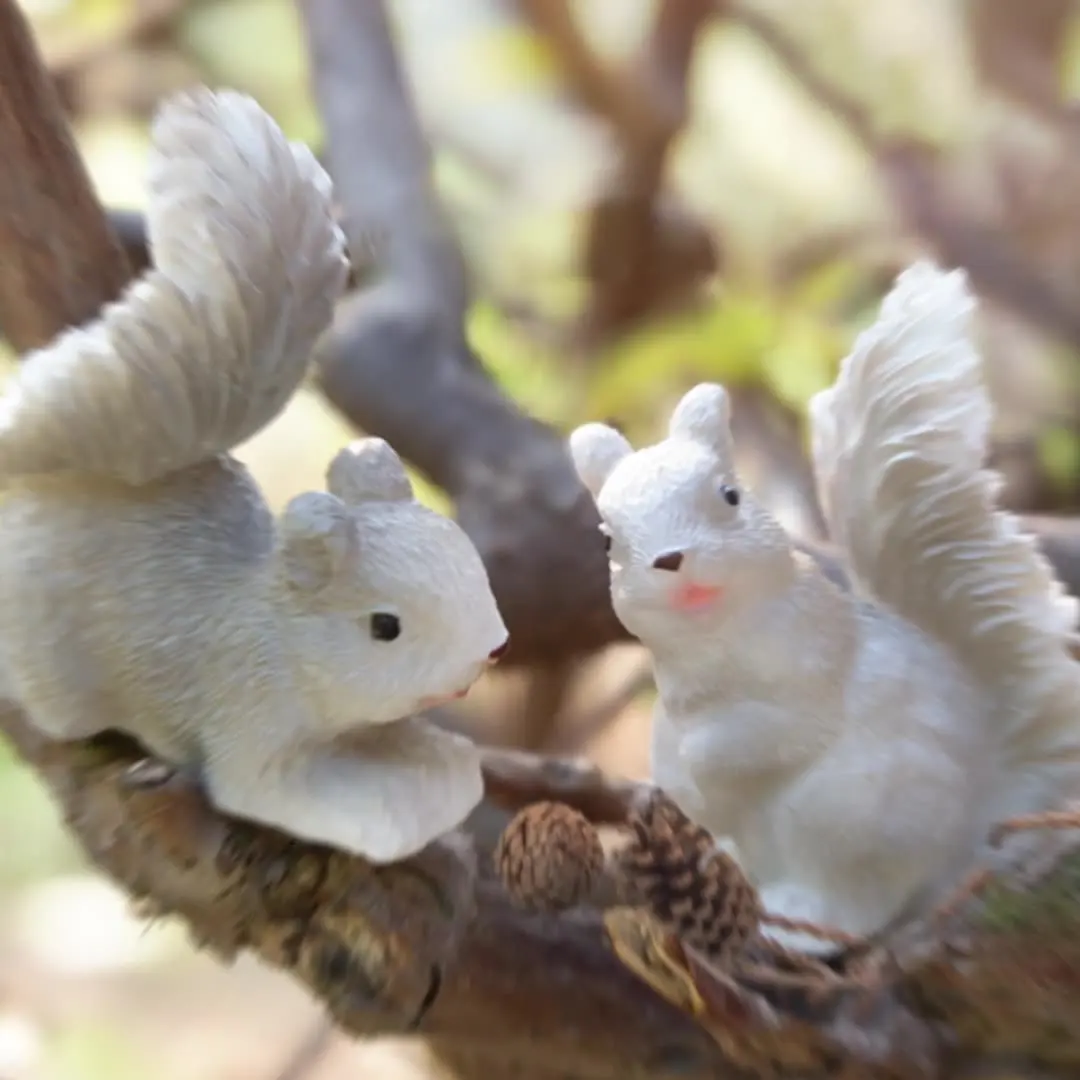 4Pcs Forest Mini Grey Squirrel DIY Fairy Garden Animal Miniature Ornament Statue Figurines Landscape Dollhouse Bonsai Decor