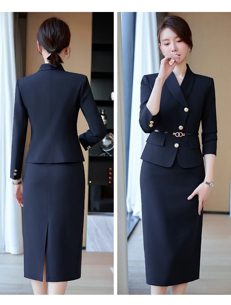 Office Skirt Sets 2 Piece for Women Long Sleeve Blazer And Skirt Formal Jacket Outfits for Business Wedding Sets for Women Guest