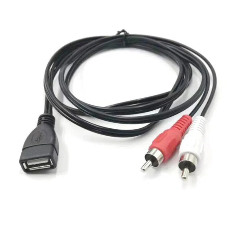 USB 2.0 A Female Socket To 2 RCA 2RCA Male Plug connector converter Audio Video Extension Cable Adapter wire 1.5M/5 Ft E1
