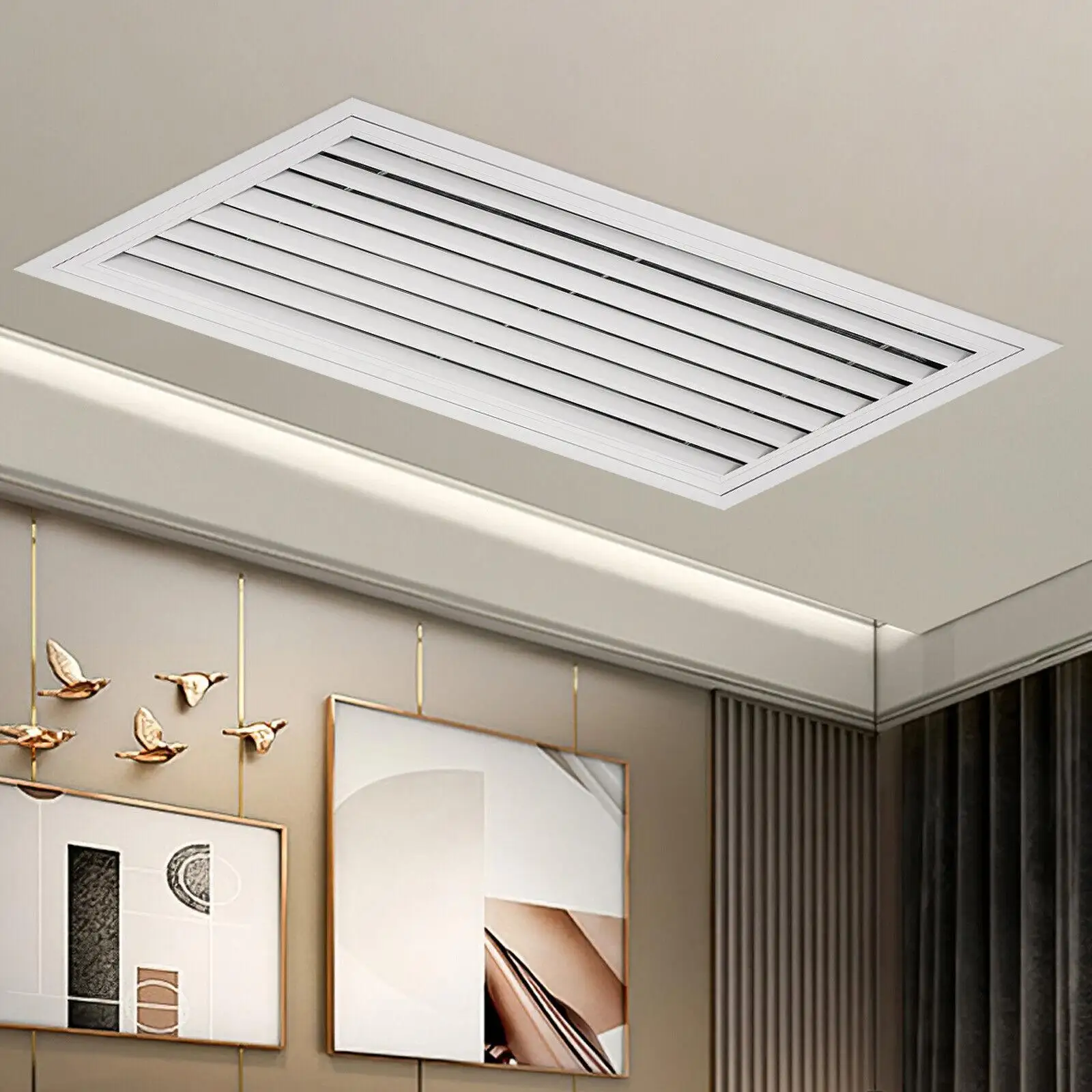 Aluminum Ceiling Vent Air Cover Grille White Linear Bar Return Filter Grill L-shaped Blade Flush Mount Square Shutter Exhaust