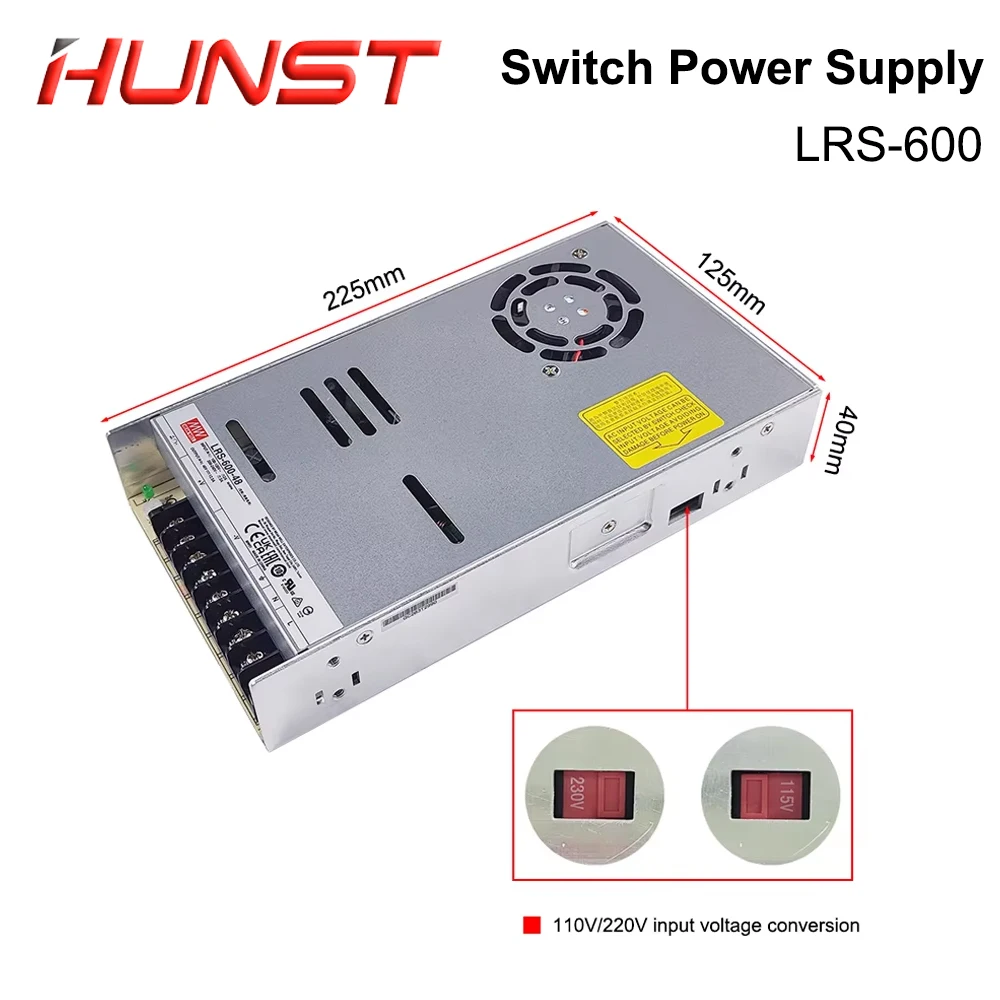 HUNST MeanWell LRS-600-24/36/48V 110V/220V إخراج واحد تحويل التيار الكهربائي لآلة الوسم بالليزر Raycus، JPT. #4