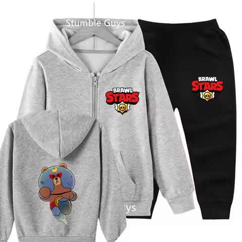 Spring Fight Print Cosplay game Zipper Hoodie Set Kids Clothes Girls Anime One Piece Sweatshirt Boys Tops Teen Sonic Trucksuit