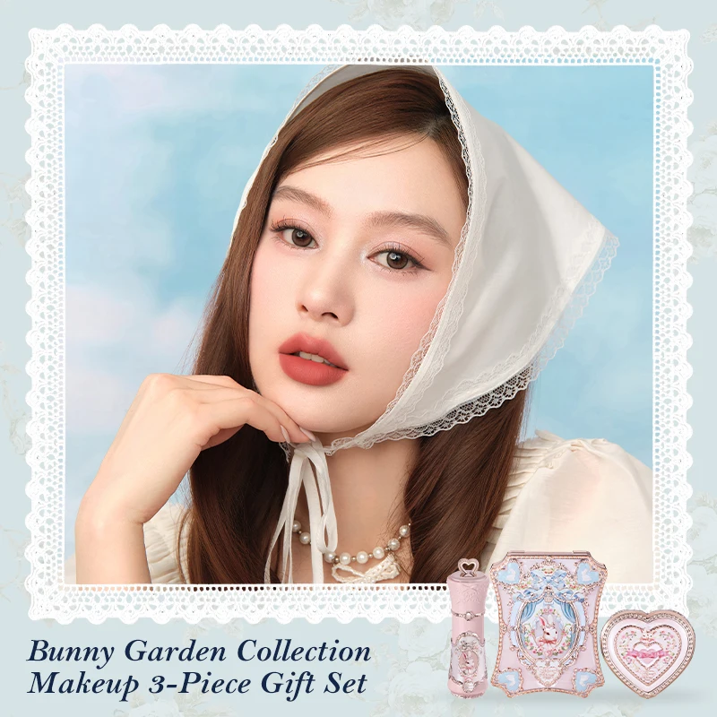 Set de Regalo Flowerknow Bunny Garden Collection, Paleta de Maquillaje de Alta Pigmentación, Bálsamo Labial, Lápiz Labial Mate de Terciopelo, Set de Rubor en Crema