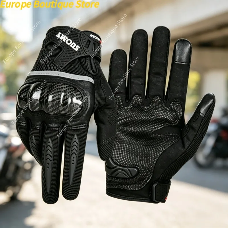 

Spring Summer Carbon Fiber Motorcycle Gloves Anti Fall Lightweight Breathable Touch Screen For Men Women