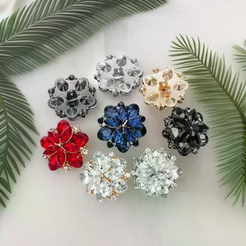 

Crystal Flower Metal Alloy Buttons for Sewing DIY Decorative Button for Wool Coat Fur Coat Clothing Accessories