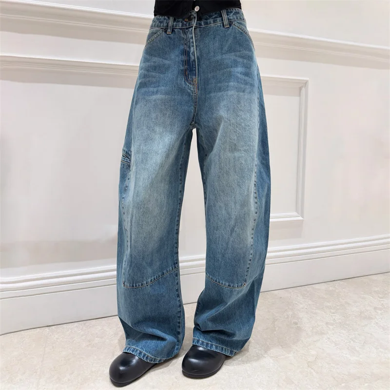 กางเกงยีนส์ผู้หญิง 2026 ฤดูใบไม้ผลิ รุ่นใหม่ เอวต่ำ ทรงเข้ารูป ขาตรง สไตล์เรโทร ผ้าฝ้ายแท้ ทรงขากว้าง กางเกงผู้หญิง กางเกงยีนส์