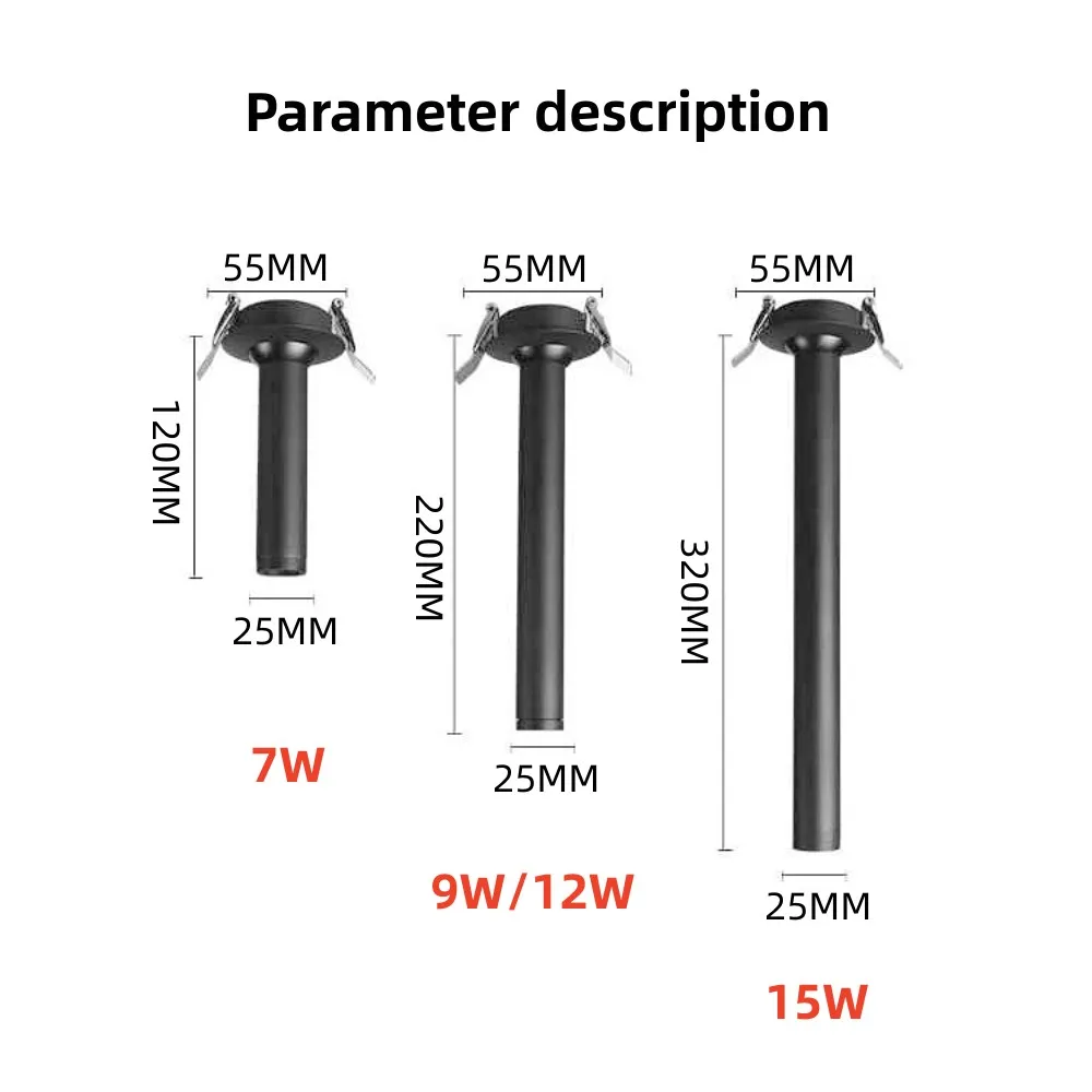 QIUBOSS Dimmable LED Spotlights AC220V Led Recessed Downlight Long Cylinder Ceiling lamp 7W Background Lighting Light for Indoor