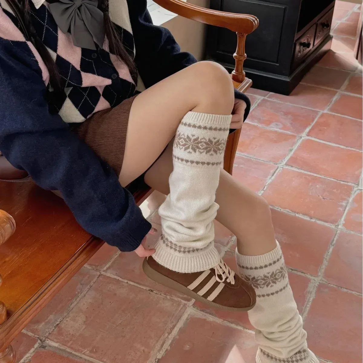 Vintage Wool Leg Warmers Korea Women Leg Socks Punk Winter Warm Y2k Knitted Leg Covers Party Harajuku Boots Cover Cuff Socks