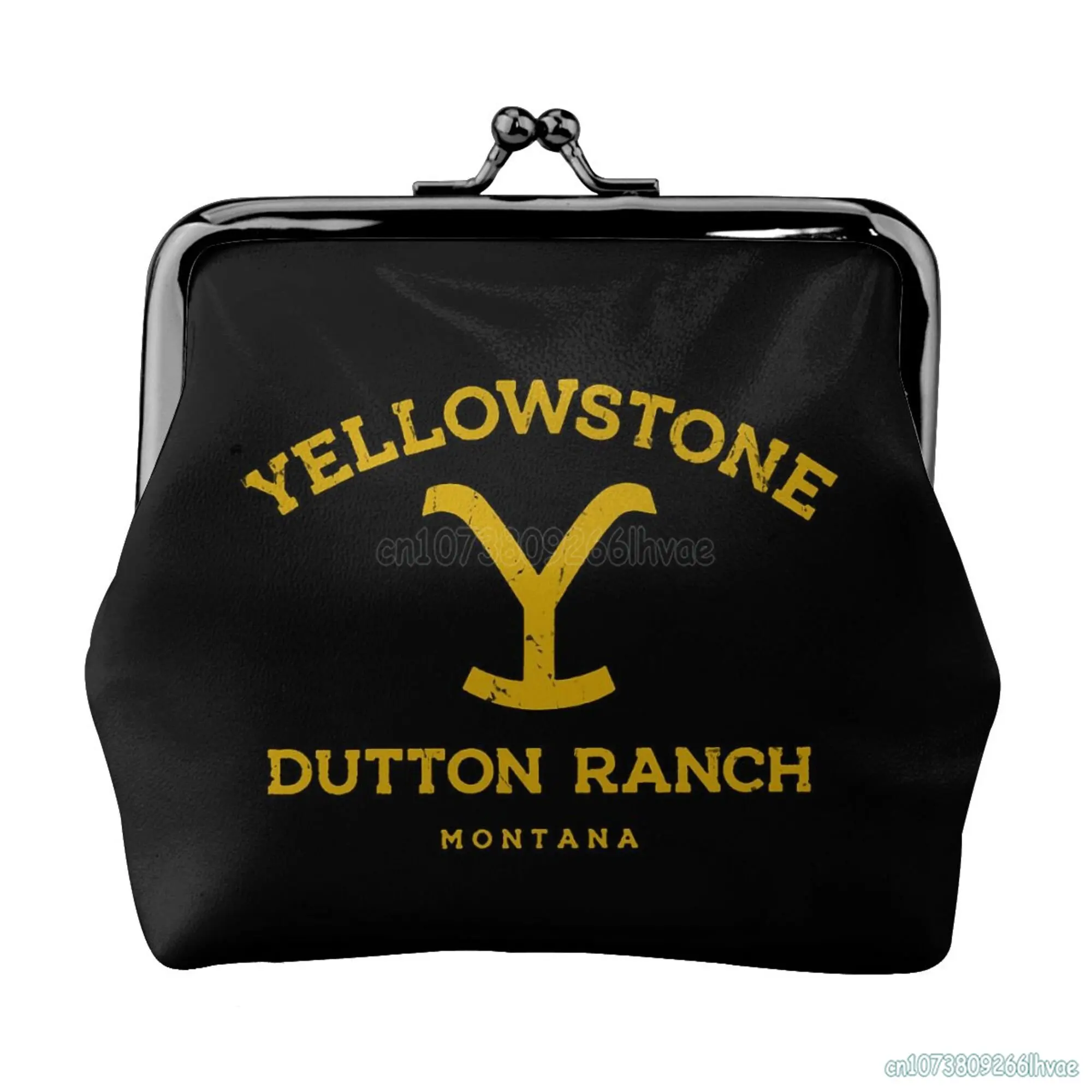 Cool Yellowstone Dutton Ranch Pattern Leather Coin Purse Small Change Pouch with Kiss-Lock Clasp Closure Buckle Wallet Gift