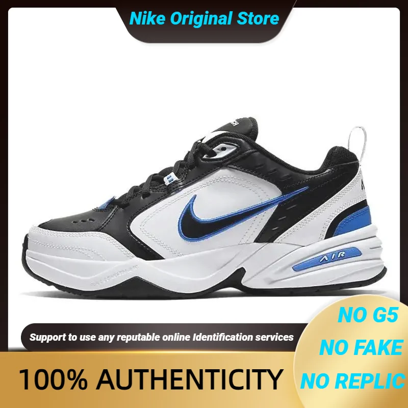 

Nike Air Monarch IV Black White Royal Blue Sneakers shoes 415445-002 With Original Box