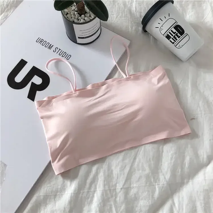 مثير رفع حمالات الصدر للنساء الحرير الجليد المحاصيل الأعلى سلس حبال صديرية دائرية أكمام بروتيل الملابس الداخلية السيدات العشير Bralette