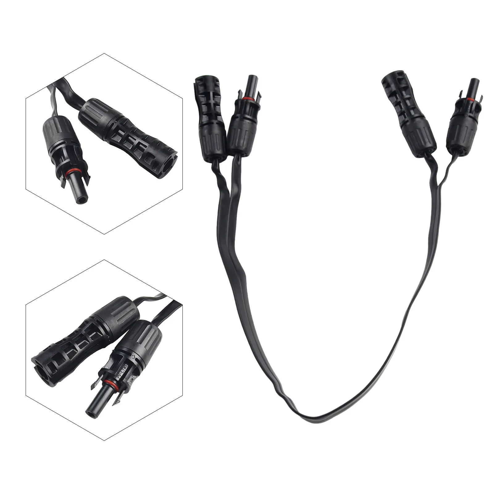 Pair 0.5m 1500V Flexible Flat Solar Cable With Connector Adapter For Microinverter And PV Panel Extension Wire