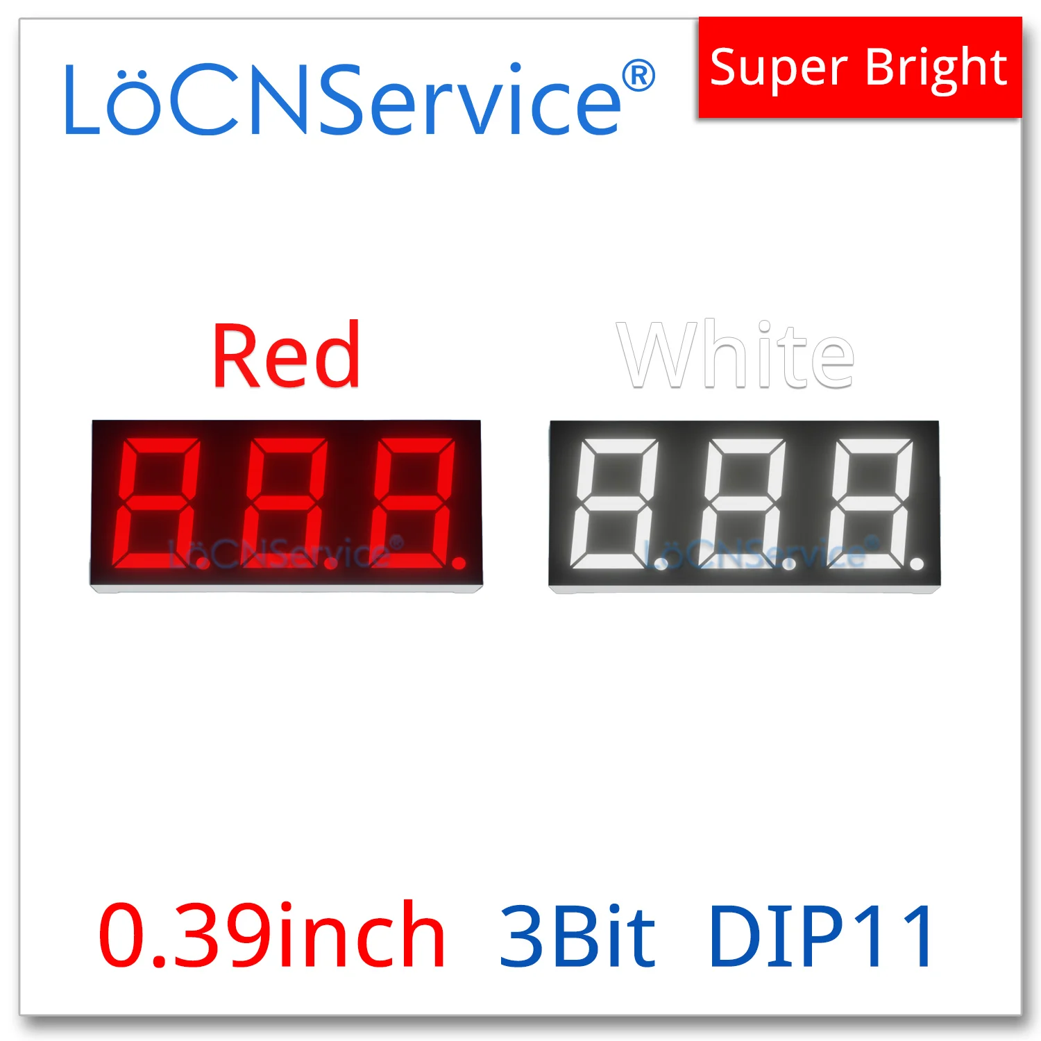 LoCNService 30PCS 0.39Inch Digital Tube LED Display 3 Bit Red White Common Anode / Cathode 7 Segment 0.39 inch