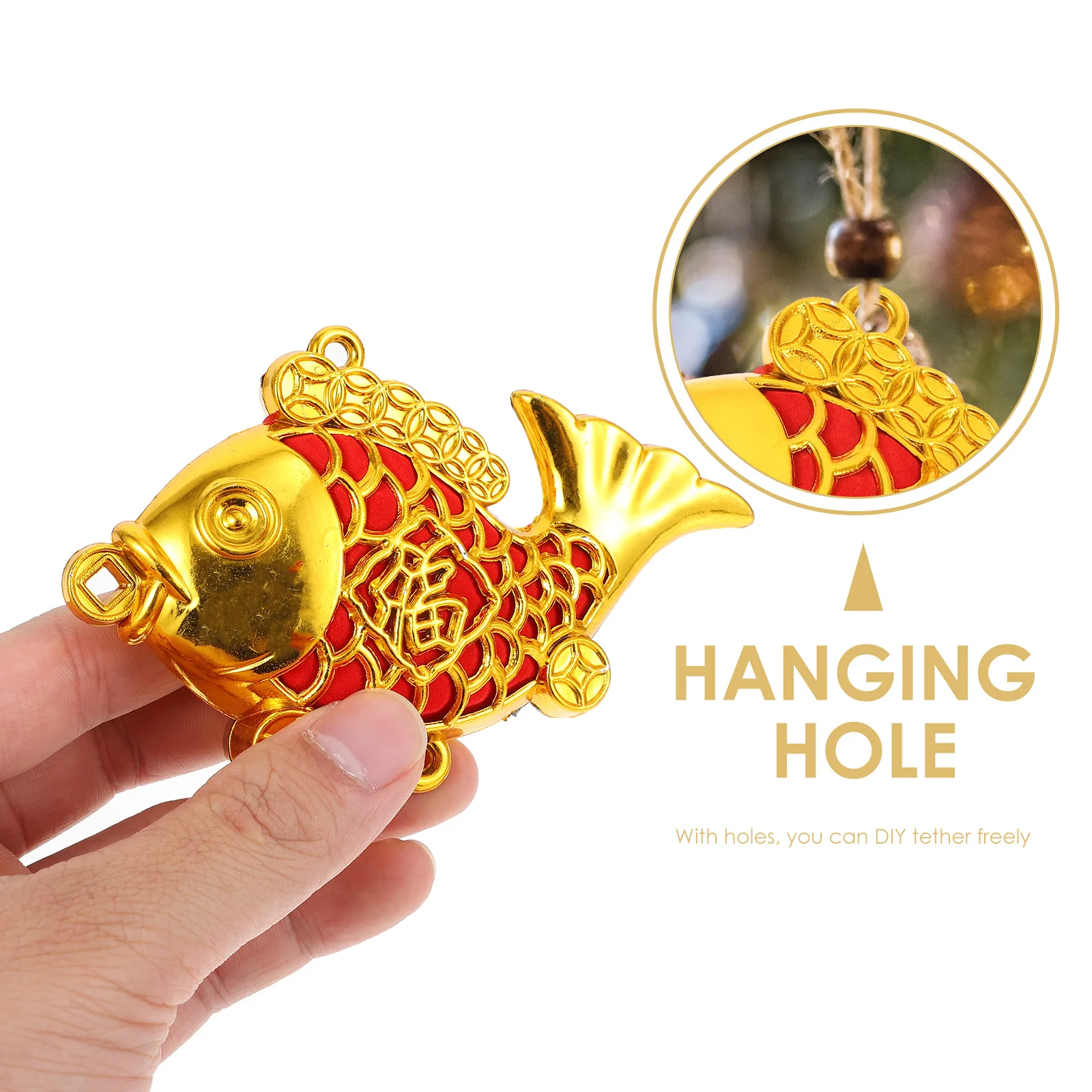 

6Pcs Delicate Plastic Pendants Set Golden Carp Design for Indoor Decor Home Business Gift Unique Festival Hanging Decoration