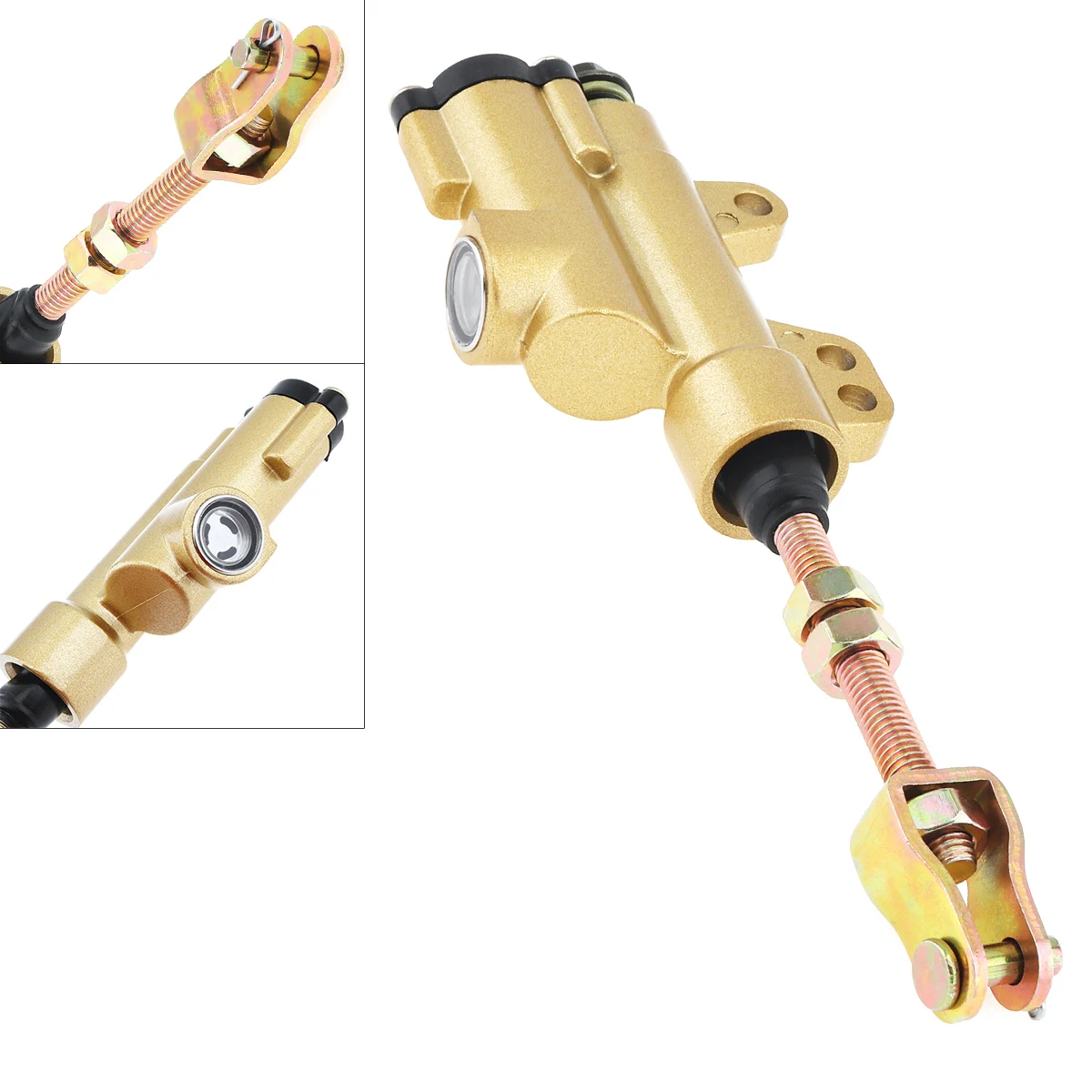 

Motorcycle Rear Hydraulic Brake Master Cylinder Pump Gold Metal Shell Word Rear Pump For ATV CQR250 Off Road Motorbike