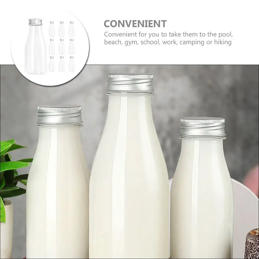 

10Pcs Milk Bottle Transparent PP Leak Proof Lid Suitable for Juice Yogurt Beverage Storage Portable Drink Container