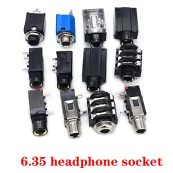 6.35mm Audio Jack Speaker Connector 1/4 Inch 6.35 Mono Female Socket PCB Panel Mount Microphone Chassis Audio Adapter