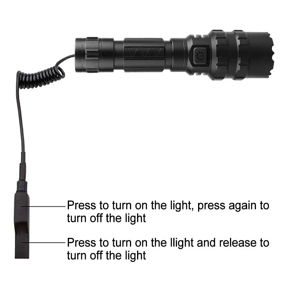 10W Professional Green Red LED Hunting Flashlight 5-Modes Predator Handheld Torch Rechargeable Lantern With Tail Switch