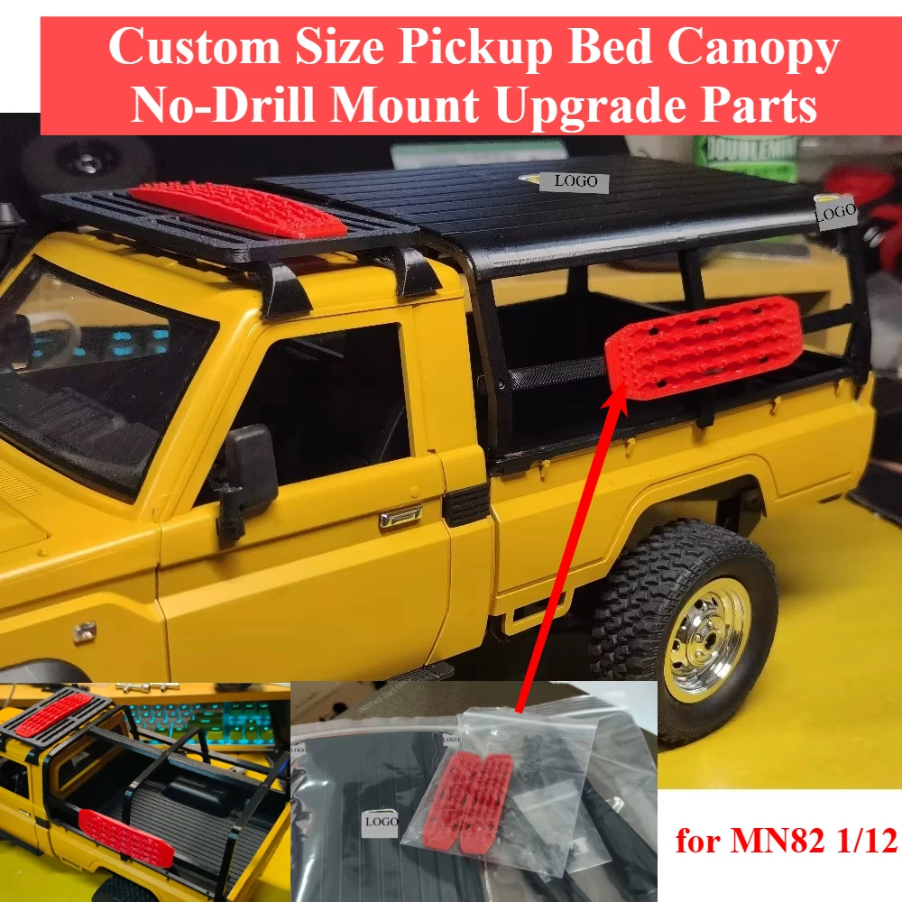 RC Crawler Custom Size Pickup Bed Canopy No-Drill Mount Upgrade Parts for MN82 1/12 Scale Realistic Exterior Decor Accessories