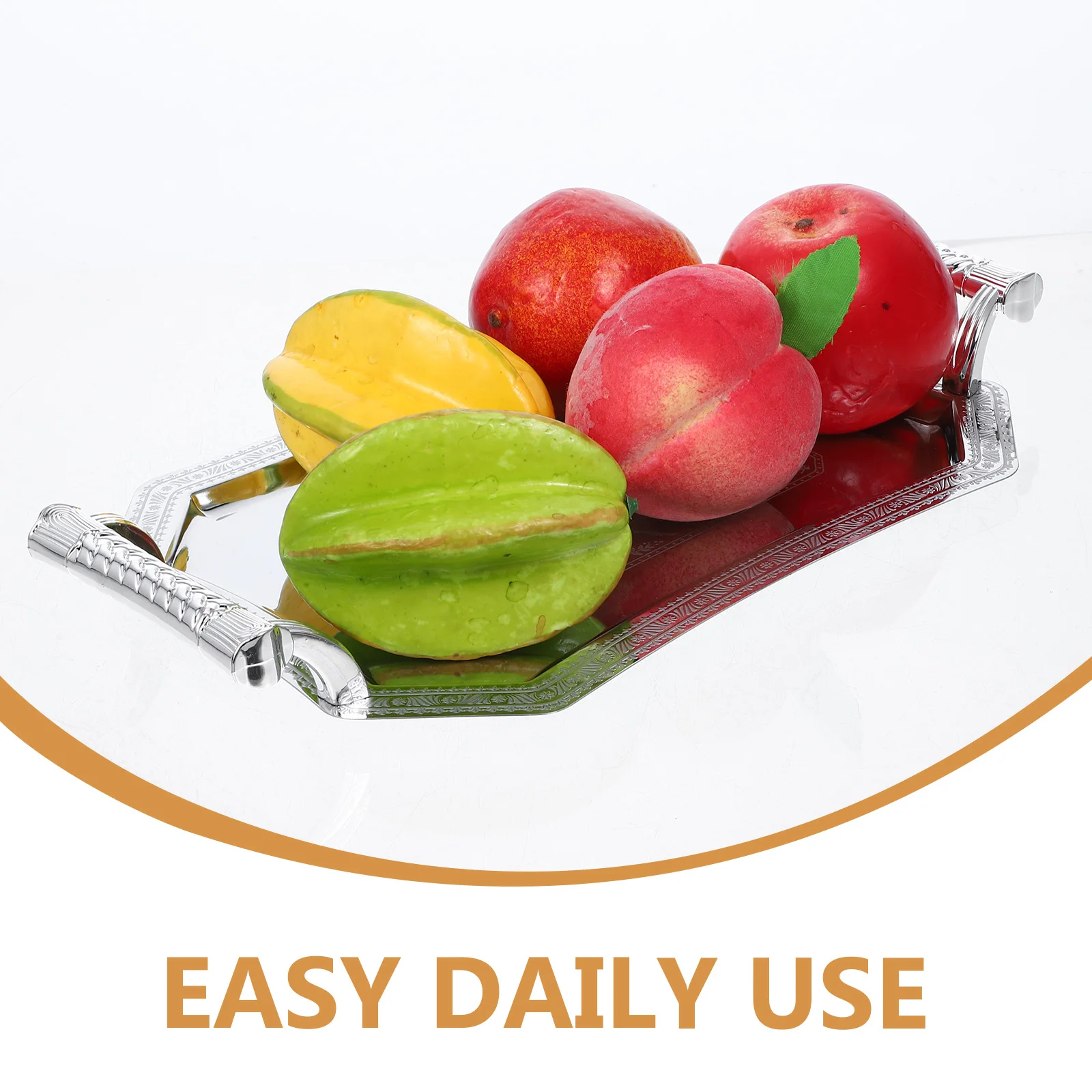 

Stainless Steel Serving Tray Metal Rectangular Tray Large Capacity Fruit Snacks Tea Dessert Serving Platter for Home Kitchen