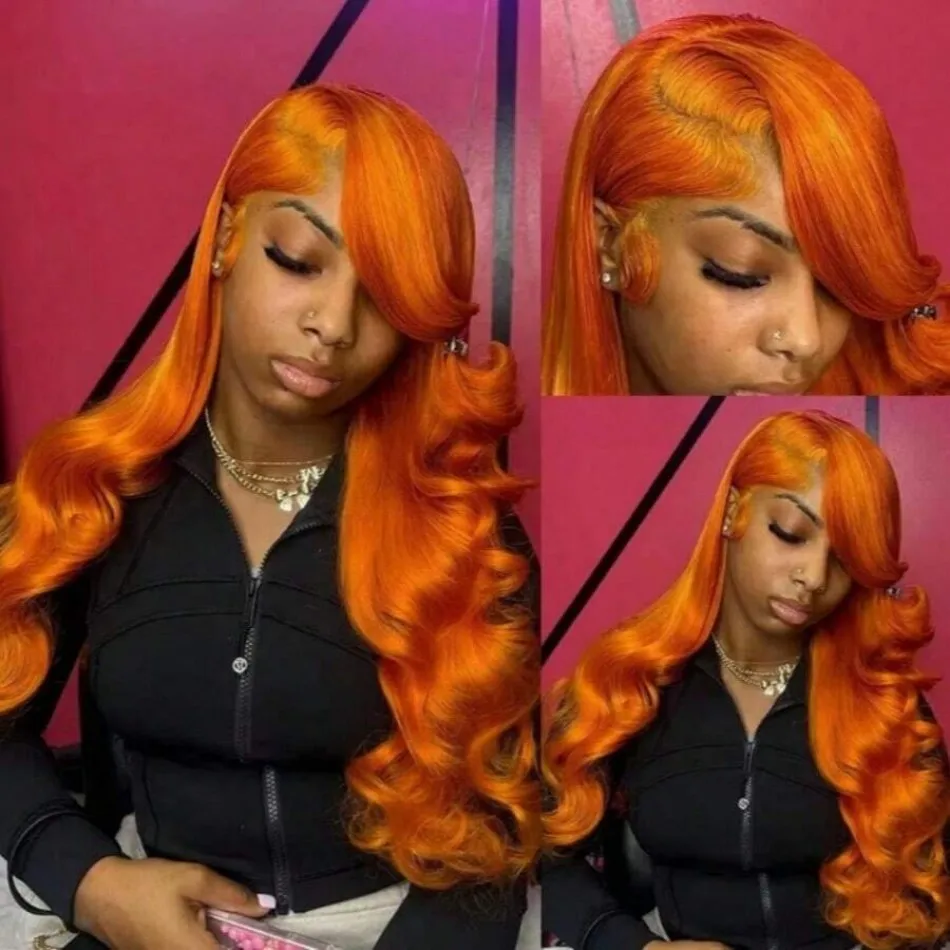 

Ginger 350 Wig Body Wave 13X6 Hd Lace Front Human Hair Wig 100% Human Hair Quality 250 Density 36 Inch Pre Plucked Brazilian Wig